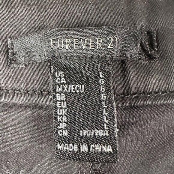 Forever 21 Cargo Pants Womens Large Black Zipper Skater Rockstar Grunge Y2K - Picture 5 of 12